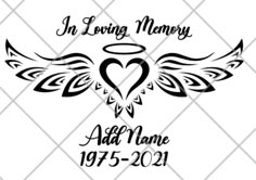 an angel with wings and the words in loving memory, add name 1932 - 2011