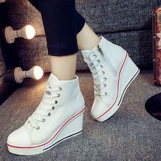 Category:Boots,Canvas Shoes,Sneakers; Upper Materials:PU; Season:Winter,Spring   Fall; Heel Type:Wedge Heel; Gender:Women's; Type:Booties Ankle Boots; Style:Minimalism,Preppy,Fashion,Casual; Heel Height(inch):2-3; Outsole Materials:Rubber; Occasion:Daily,Outdoor; Closure Type:Lace-up; Pattern:Color Block; Listing Date:09/28/2023; 2024 Trends:Comfort Shoes,Snow Boots,Canvas Shoes,Platform Sneakers Casual High Heel Platform Sneakers For Spring, White Casual Lace-up Platform Boots, Trendy White High Heel Wedge Sneakers, Casual Wedge Sneakers With Round Toe, Casual High Heel Wedge Sneakers For Spring, Ankle-high Platform Wedge Sneakers, Spring Wedge High Heel Sneakers, Spring High Heel Platform Wedge Sneakers, Trendy Lace-up Platform Wedge Boots