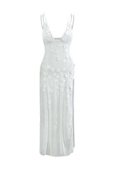 Experience elegance and allure with our Lace Sheer Floral Flower Sexy Maxi Dress! The slight stretch allows for effortless movement while the V-neck and backless design add a touch of sophistication. The slim sheath silhouette is accentuated by the delicate floral lace and flowing chiffon material. Perfect for any special occasion, this dress will make you feel confident and beautiful. Elegant Off-white Lace Maxi Dress, Summer White Sheer Maxi Dress, White Delicate Lace Maxi Dress, Off-white Lace Maxi Dress, White Floral Print V-neck Maxi Dress, Flower Maxi Dress, Long Dresses Elegant, Sets Outfit, Backless Long Dress