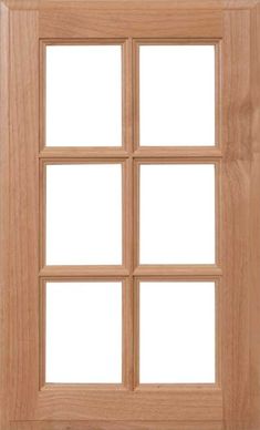 a wooden window with four panes and no glass on the front door, isolated against a white background