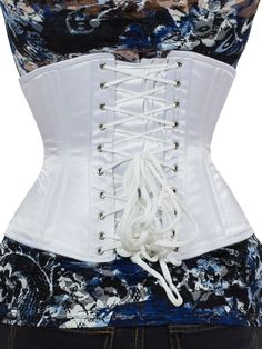 (http://www.orchardcorset.com/corsets/steel-boned-underbust-corset-in-satin-cs-411/) Im Queen, London Wedding Dress, Orchard Corset, White Satin Fabric, Hot Couture, Victorian Era Fashion, Suspender Clips, Compression Wear, Corset Shapewear