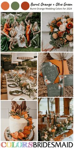 an orange and green wedding color scheme