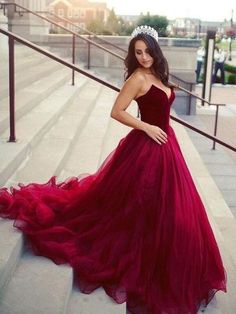 Key Features:Item Code: BA1560Season: Spring,Summer,Fall,WinterFabric: TulleNeckline: SweetheartSilhouette: Ball GownSleeve: SleevelessEmbellishment: OtherWaist: NaturalBack Style: OtherHemline/Train: Court TrainShown Color: Burgundy Maroon Quinceanera Dresses, Red Tulle Prom Dress, Burgundy Prom Dresses, Burgundy Party Dress, Burgundy Prom, Prom Dress With Train, Elegant Ball Gowns, Princess Prom Dresses, Cute Dresses For Party