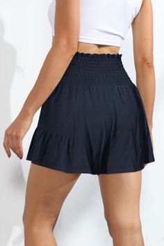 Love skirts but need the comfort and freedom of shorts? Then say hello to the Sawyer Swing Shorts featuring a unique, skirt-like silhouette with a playful ruffle hem and stretchy smocked waist & front tie. These shorts are truly the best of both worlds giving us the freedom & comfort of shorts while maintaining the flirty feminine vibe of a skirt. So go ahead, make a statement in these fun and flirty bottoms. Features: Stretchy Smocked Waist, Ruffle hemline, Front Waist Tie Material composition: Wide Leg Shorts, Summer Hot, Styled Stock, Summer Fabrics, Women Set, Basic Style, Ruffle Hem, Spring Summer Fashion, Fashion Pants