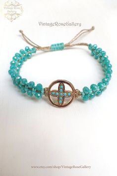 Cross Summer Bracelet, #VintageRoseGallery #etsy  Cross Bracele , Summer Boho Chic Bracelet, Cross Turquoise  Bracelet by VintageRoseGallery Turquoise Jubilee Bracelet, Adjustable Turquoise Beaded Round Bracelet, Adjustable Turquoise Crystal Bracelet Gift, Adjustable Turquoise Crystal Bracelet Hand-strung, Turquoise Crystal Bangle Bracelet As Gift, Turquoise Bangle Crystal Bracelet For Gift, Turquoise Bangle Crystal Bracelet As Gift, Adjustable Turquoise Crystal Bracelet In Bohemian Style, Bohemian Turquoise Adjustable Charm Bracelet