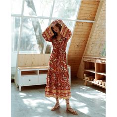 Bohemian Floral Print Maxi Dress Eclectic floral prints Rust Orange Color with Flare Hem Cotton Maxi Dress Perfect Look New Dress Collection, Long Sleeve Summer Dress, Bohemian Summer Dresses, Pretty Summer Dresses, Natural Fashion, Cotton Maxi Dress, Bohemian Maxi Dress, Bohemian Floral, Floral Print Maxi Dress