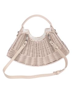 The fan handbag by Wicker wings. This item is in size UNI and the color is Beige Beige Top Handle Box Bag For On-the-go, Beige Double Handle Satchel For On-the-go, On-the-go Top Handle Bucket Bag, Luxury Straw Bag With Removable Pouch And Double Handle, Beige Box Bag With Detachable Handle For On-the-go, Luxury Double Handle Straw Bag With Removable Pouch, On-the-go Box Bag With Top Handle, Elegant Straw Tote Bag For On-the-go, Chic Double Handle Straw Bag