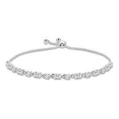 This stunning bolo bracelet showcases a sparkling array of oval and round-cut white lab-created sapphires set in classic sterling silver. The adjustable bracelet secures with a bolo closure. White Sapphire Necklace, Gold Layered Bracelets, Neil Lane Engagement Rings, Pearl Diamond Jewelry, Cross Jewelry Necklace, Fan Jewelry, Bolo Bracelet, Diamond Wedding Rings Sets, White Lab