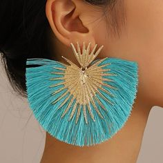 New In Package Blue Fringe Earrings As Gift, Blue Fringe Earrings For Gift, Turquoise Tassel Earrings For Beach, Trendy Blue Tassel Earrings With Fringe, Trendy Blue Fringe Earrings, Blue Fringe Tassel Drop Earrings, Trendy Blue Fringe Jewelry, Blue Tassel Dangle Earrings For Summer, Blue Dangle Tassel Earrings With Fringe