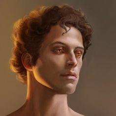 a digital painting of a man with blue eyes