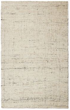 a white rug with black lines on the top and bottom, it is made out of wool