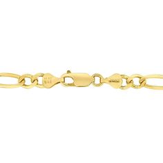 14K Yellow Gold 4.5mm Diamond-Cut Figaro Chain Bracelet - 8" Classic, yet dynamic, the figaro is a distinctive departure from traditional chains. Put it on when you're in the mood for lively staple style. Approx. 8"L Stamped 14K; yellow gold; 6.02 grams Lobster-claw clasp Made in Indonesia Royal Chain, Figaro Chains, Figaro Chain, Gold Polish, Diamond Cut, Lobster Claw, Chain Bracelet, Diamond Cuts, Gold Bracelet