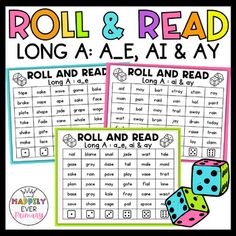 roll and read game with dices for long a, a, e and q