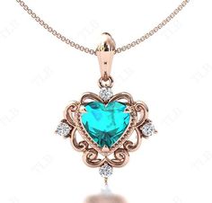 We are Pleased to welcome you in our Store-    TheLesBijoux Short Description about the item-  This Pendant is Made With a Heart Shaped Paraiba Tourmaline Gemstone and the accented stones in this Pendant., are the Moissanite to adorn the look of this beautiful Pendant.. a unique piece to wear occasionally or can be used regularly. Can be offered as a gift to your loved ones, to make them feel special. MATERIAL AVAILABILITY- ( 925 Sterling Silver/ 14k solid gold(white gold / rose gold / yellow gold?  950 Solid Platinum  We make sure that you know that you're getting high quality hand-made crafted jewelry when you purchase items from our store. This beautiful Pendant.. is made to order. Available in all the Required Materials. ( 925 Sterling Silver/ 14k/18k solid gold(white gold / rose gold Filigree Pendant, Tourmaline Necklace, Statement Pendant, Tourmaline Gemstone, Green Gemstones, Quality Jewelry, Gemstone Pendant, Heart Necklace, Gold Pendant