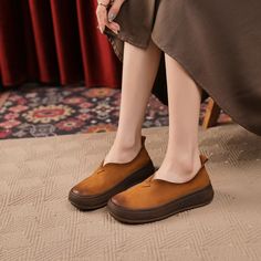 These loafers are designed in a timeless, minimal silhouette, so you'll be sure to wear them often. Made from soft leather, soft bottom that ensure all-day comfort. Wear yours with tailoring and denim alike. Color: Red/BrownMaterial: Top layer leatherLining: No, Just cow leather the other sideInsole: Genuine leatherSole: RubberHeels: 3.5 cm/1.38"Weight: 0.36kg Each Shoes (measured size 8.5) Fit: Medium to Wide, Runs Normal.Origin: Made in China Production Time: About 3-5 days (Any exceptional ca Fall Suede Slip-on Platform Loafers, Brown Platform Loafers With Textured Sole For Work, Casual Brown Slip-ons With Contrast Sole, Brown Moccasins With Stitched Sole, Brown Closed Toe Loafers With Stitched Sole, Brown Stitched Sole Closed Toe Loafers, Brown Loafers With Stitched Sole, Brown Almond Toe Platform Loafers With Leather Sole, Brown Slip-on Moccasins With Round Toe