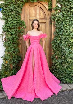 Blush Blossom Gala Gown | Teuta Matoshi Off-shoulder Gown With Fitted Bodice For Gala, Pink Gown With Detachable Train For Prom, Pink Gala Dress With Detachable Train, Pink Gala Evening Dress With Detachable Train, Pink Evening Dress With Detachable Train For Gala, Pink Gala Gown With Detachable Train, Glamorous Pink Organza Gown, Pink Floor-length Gown With Detachable Train, Pink Off-shoulder Party Gown