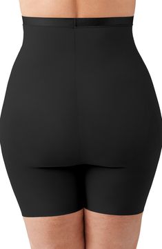 These high-rise, firm-control shaping shorts are cinched at the waist with more room in the hips and bottom to fit and flatter an hourglass figure. Bonded panels target the tummy and bottom, and raw edges create a smooth, seamless look under outfits. 5 1/2" inseam Firm control Cotton-lined gusset 54% polyamide, 46% spandex Hand wash, dry flat Imported Black Sculpting Shapewear With Built-in Shorts, Solid Sculpting Shapewear In Short Length, Sculpting Solid Shapewear In Short Length, Sculpting Solid Shapewear Short Length, Sculpting Shapewear Shorts, High-waisted Compression Shapewear Shorts, Sculpting Smoothing Mid-thigh Shorts, Black Sculpting Bottoms With Built-in Shorts, Sculpting Smoothing Bottoms Mid-thigh Length