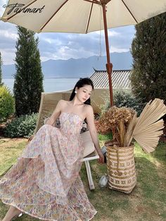 Tavimart Korean Style Elegant Evening Party Fairy Dress Summer Strapless Sleeveless Off The Shoulder Long Dress Backless Beach Maxi Dress Measurement In CM Size Chest Waist Length S 84 64 120 M 88 68 121 L 92 72 122 XL 96 76 123 Measurement In Inch Size Chest Waist Length S 33.1 25.2 47.2 M 34.6 26.8 47.6 L 36.2 28.3 48.0 XL 37.8 29.9 48.4 Chiffon Strapless Dress For Prom In Summer, Chiffon Strapless Dress For Prom And Summer, Summer Strapless Chiffon Prom Dress, Summer Chiffon Strapless Dress For Prom, Strapless Chiffon Prom Dress For Summer, Strapless Maxi Dress For Garden Party, Sleeveless Maxi Dress For Beach Wedding In Spring, Sleeveless Chiffon Dresses For Beach Season, Strapless Maxi Dress For Summer Garden Party