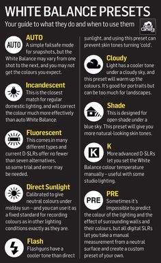 the white balance presets poster with instructions on how to use it in different ways