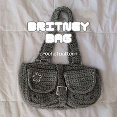 a crocheted purse with the words, bridley bag written across it