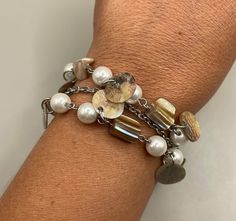 Vintage Premier Designs Silver Tone Mother of Pearl Beaded Bangle Cuff Statement Bracelet  In excellent condition  Total length unclasped and lying flat is 9" #154 Bead Bangles, Premier Designs, Statement Bracelet, Design Silver, Women Accessories Jewelry, Pearl Beads, Mother Of Pearl, Women's Accessories, Bangle Bracelets