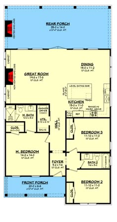 the first floor plan for a home with two master suites and an attached garage area