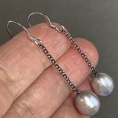 Unsigned Iridesse by Tiffany Sterling Silver Drop-Shape Gray Pearl Earrings | eBay Classic Dangle Earrings With High Luster, Classic Long Drop Sterling Silver Pearl Earrings, High Luster Briolette Earrings For Formal Occasions, Silver Long Drop Pearl Earrings For Formal Events, High Luster Drop Earrings For Formal Occasions, Timeless Hypoallergenic Formal Earrings, Formal Briolette Earrings With High Luster, Formal Long Drop Silver Pearl Earrings, Formal High Luster Drop Earrings