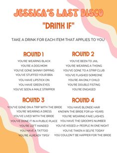 an orange and pink poster with instructions to drink