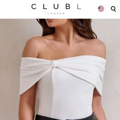 Club L London Off The Shoulder Bodysuit Never Worn With Tags Perfect Condition Runs On The Bigger Side! Size Us- 12 Large Fits Like An Xl Elegant White Bodysuit For Night Out, Elegant White Bodysuit, Elegant Off-shoulder Party Bodysuit, Chic Formal Bodysuit For Summer, Chic Summer Formal Bodysuit, Chic Formal Summer Bodysuit, Elegant Off-shoulder Bodysuit, Elegant Fitted Off-shoulder Bodysuit, Elegant Off-shoulder Fitted Bodysuit