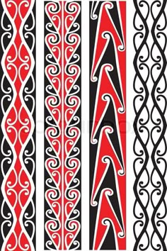 an art nouveau design with red and black designs on white background stock photo, royalty illustration,