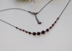 Genuine Garnet Stones, Dainty Delicate Minimalist Necklace, Oxidized Silver, Gothic Jewelry, Gift for Daughter, Sister, Read the Description - Etsy Downtown Girl Jewelry, Burgundy Jewelry, Jewelry For Teens, Tangled Necklace, Oxidised Silver Jewelry, Hanging Jewelry Organizer, 90s Outfits, Necklace Inspiration, Chocker Necklace