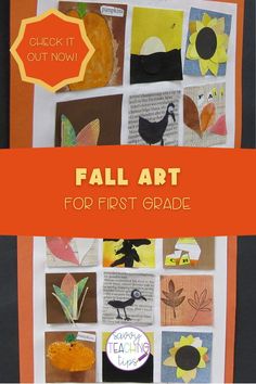 the fall art for first grade is displayed