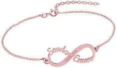 This Personalized Infinity Name Bracelet is one of the most special and personal pieces of jewelry you can own or give as a gift. This beautiful, delicate infinity bracelet is not just a fashion statement. It's also the perfect gift for any woman in your life-or yourself! FEATURES You can add up to 2 names Tarnish-resistant rhodium plating Color: Gold, Rose Gold, Silver Metals Type: Stainless Steel Chain Type: Link Chain Clasp Type: Lobster Infinity Bracelets For Anniversary And Mother's Day, Elegant Rose Gold Bracelets As Gift, Infinity Bracelets For Anniversary On Mother's Day, Elegant Name Bracelet For Valentine's Day, Elegant Charm Bracelet With Adjustable Chain For Mother's Day, Elegant Bracelets For Bridesmaid Gift On Valentine's Day, Elegant Name Charm Bracelet For Wedding, Elegant Personalized Bracelets For Mother's Day, Elegant Bracelets For Mother's Day Personalized Gift