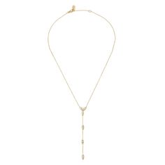 Cascade Lariat shown in Rose Gold White Gold Lariat Chain Necklace, Luxury Yellow Gold Pendant Lariat Necklace, Elegant Lariat Necklace With 17 Jewels, Elegant 14k Gold Lariat Necklace, Elegant Lariat Clavicle Chain Necklace, Elegant Single Strand Long Drop Necklace, Elegant Long Drop Single Strand Necklace, Gold Lariat Diamond Necklace Luxury Style, Luxury Gold Lariat Diamond Necklace