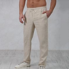 Category:WE-Pants; Season:Spring   Fall; Fabric:Linen Cotton Blend; Gender:Men's; Style:Stylish,Basic,Streetwear; Occasion:Daily,Casual,Outdoor; Fit Type:Regular Fit; Function:Comfort; Waistline:Mid Waist; Pattern:Plain; Design:Straight Leg,Drawstring,Elastic Waist; Brand:OUKU; Pants Type:Trousers,Beach Pants,Linen Pants,Summer Pants; Fly Type:Drawstring,Elasticity; Front page:FF; Listing Date:12/20/2022; Production mode:External procurement; Hips:; Length:; Waist:; Fit US Size:; Fit UK Size:; Fit EU Size: Beach Pants With Drawstring, Non-stretch Drawstring Bottoms For Beach, Casual Beach Season Pants With Drawstring, Casual Drawstring Pants For Beach Season, Casual Summer Pants With Drawstring, Vacation Pants With Drawstring, Summer Long Pants With Drawstring, Leisure Bottoms With Drawstring For Beach, Leisure Bottoms With Drawstring For Beach Season