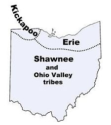 a map of the state of ohio with its three rivers and their name on it