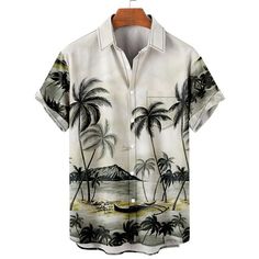 Category:Shirt; Season:Spring,Summer; Fabric:Polyester; Sleeve Length:Short Sleeves; Look After Me:Machine wash,Hand wash,Washable; Gender:Men's; Style:Breathable,Fashion,Designer,Casual; Tops Type:Shirt,Summer Hawaiian Shirt,Aloha Shirt; Occasion:Street,Holiday,Casual,Going out,Outdoor; Age Group:Adults'; Fit Type:Regular Fit; Pattern:Leopard,Floral,Scenery,Tropical Plants; Design:Print,Button-Down; Neckline:Turndown; Brand:OUKU; Front page:FF; Listing Date:08/03/2022; Bust:; Length:; Shoulder Beach Place, Mens Printed Shirts, Hawaiian Beach, 3d Shirt, Beach Casual, Hawaiian Print, Printed Sleeves, Graphic Shirt, Floral Style