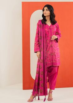 Alkaram MS-24-23-Pink Mid Summer Collection Semi-stitched Pink Lawn Suit For Festive Occasions, Spring Semi-stitched Silk Lawn Suit, Unstitched Pink Silk Lawn Suit, Semi-stitched Pink Lawn Suit For Summer, Unstitched Pink Mulmul Lawn Suit, Shalwar Kameez, Suit Fabric, Pakistani Outfits, Best Brand