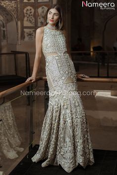 Pakistani Fishtail Dress Bouquets Handmade, Bridal Lounge, Fishtail Gown, Engagement Gown, Dress For Bride, Net Gowns, Lehenga Designs Simple, Silver Gown, Pakistani Style