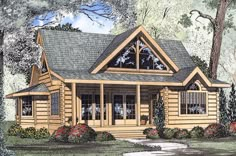 this is an artist's rendering of the cabin style house plans for small homes