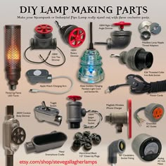 an image of different types of lamps and parts that are used to make lamp fittings