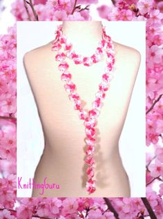 Floral Crochet Pattern Cherry Blossom Necklace Lariat | Etsy Pink Adjustable Lariat Necklace For Gift, Pink Bohemian Adjustable Lariat Necklace, Adjustable Pink Bohemian Lariat Necklace, Adjustable Bohemian Pink Lariat Necklace, Bohemian Pink Lariat Necklace For Gifts, Spring Festival Adjustable Necklace, Pink Necklaces For Spring Wedding, Handmade Pink Necklaces For Spring, Pink Necklace For Spring Beach Occasions