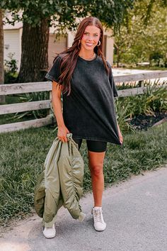 - This is the perfect oversized tee for your collection of closet essentials! - Unlined 100% cotton material - A crew cut neckline - Short, loose sleeves - An oversized silhouette that ends in a straight hemline Oversized Soft-washed Black T-shirt, Black Soft-washed T-shirt For Loungewear, Soft-washed Black T-shirt For Loungewear, Washed Black T-shirt For Spring, Spring Everyday Washed Black T-shirt, Washed Black Short Sleeve T-shirt For Fall, Black Soft-washed T-shirt For Spring, Spring Black Soft-washed T-shirt, Crew Cut