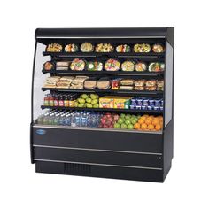 a refrigerated display case filled with lots of food