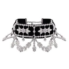 Lace Up Luxury Statement Rhinestone Choker - 3DVanity.com Kalung Choker, Black Velvet Choker Necklace, Choker Necklace Silver, Sparkly Accessories, Flower Choker Necklace, Velvet Choker Necklaces, Fotografi Digital, Black Velvet Choker, Rhinestone Choker Necklace