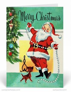 an old fashioned christmas card with santa claus