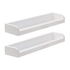 two white shelfs are shown against a white background