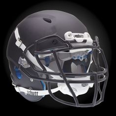 a football helmet is shown on a black background