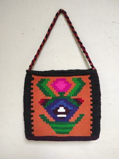 Hand woven bag from Serbia in excellent vintage condition + natural wool + hand-spun, dyed and hand-woven on a loom + there is work on both sides + made in Serbia dimensions 27 x 24 cm Folk Style Handwoven Bag For Festivals, Handmade Folk Style Rectangular Shoulder Bag, Handmade Multicolor Folk Bags, Vintage Handmade Tapestry Bag, Red Tapestry Bag, Rectangular Shape, Handcrafted Bags, Vintage Canvas, Hand Screen Printed, Woven Bag