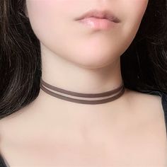 "A faux leather choker featuring a double layer design in medium natural brown. This necklace is handmade by me and is reversible with a classic waxy finish on the front and realistic suede back. The adjustable clasp is silver toned plated alloy. The length shown in photos is 12\" and more options are available. Each size comes with an additional 2.5\" extender chain. When selecting necklace length, measure around the smallest part of your neck. If you're in between sizes, go for the next smalle Trendy Brown Choker Jewelry, Adjustable Brown Trendy Choker, Trendy Brown Choker Necklace, Trendy Adjustable Brown Choker, Adjustable Brown Choker As A Gift, Necklace Grunge, Grunge Jewelry, Layered Chokers, Necklace Green